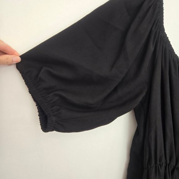 Eloquii Tie Front Romper Black Cut Out Puff Short Sleeves Summer Women 18 - Picture 3 of 12